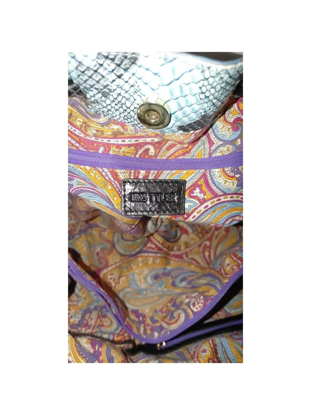RARE Iris Tyler Snakeskin Drawstring Leather Bag
